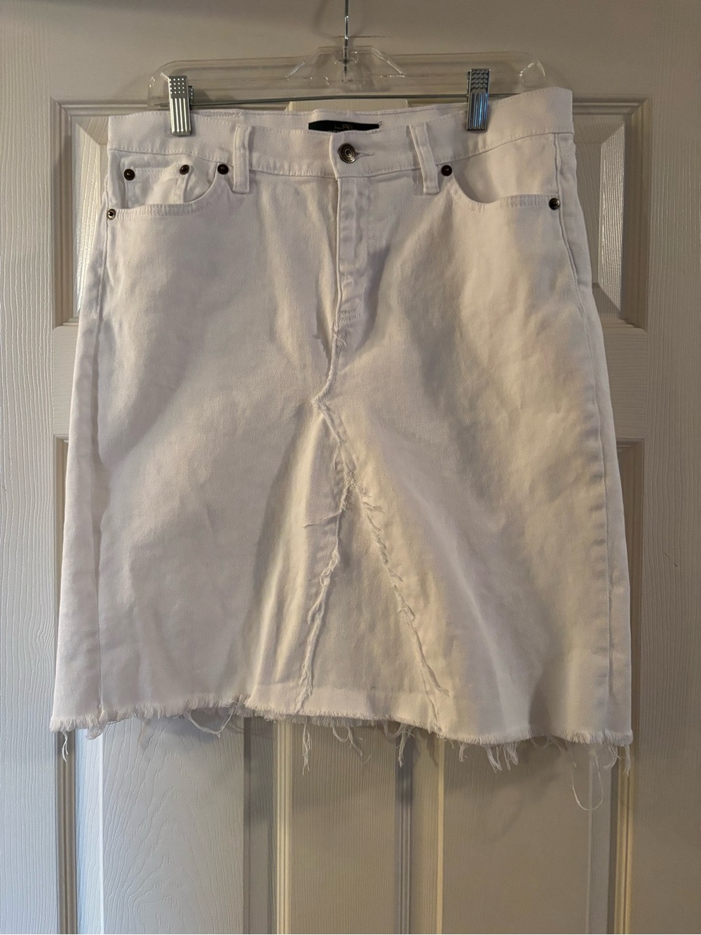 Lauren Ralph Lauren Vintage White Denim Skirt with Raw Hem Size 10